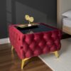Chester Lux Square Red Coffee Table 63x63x45cm Velvet with Glass
