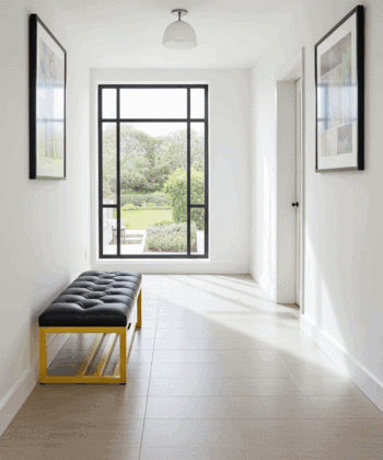 Metal-Framed Bench 140x40cm Black Eco Leather