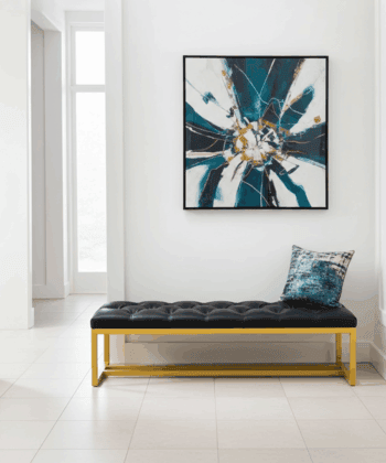 Metal-Framed Bench 140x40cm Black Eco Leather