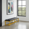 Metal-Framed Bench 140x40cm Black Eco Leather