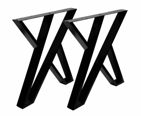 Metal X-Frame Black Industrial Table Legs 70x72 cm