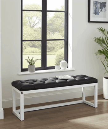Wooden-Framed Bench 140x40cm Cognac Eco-Leather
