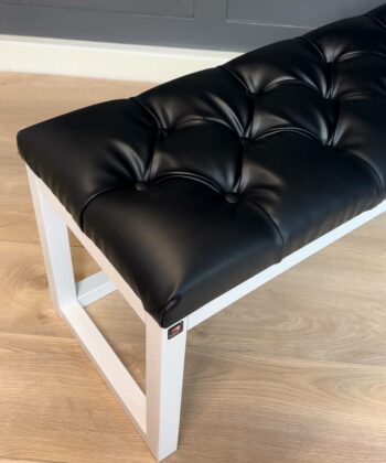 Wooden-Framed Bench 140x40cm Cognac Eco-Leather