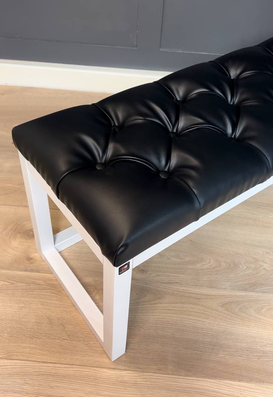 Wooden-Framed Bench 140x40cm Cognac Eco-Leather