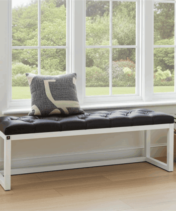 Wooden-Framed Bench 140x40cm Cognac Eco-Leather