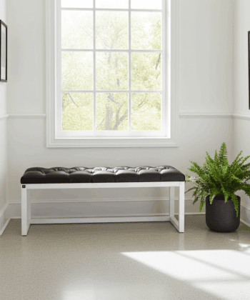 Wooden-Framed Bench 140x40cm Cognac Eco-Leather