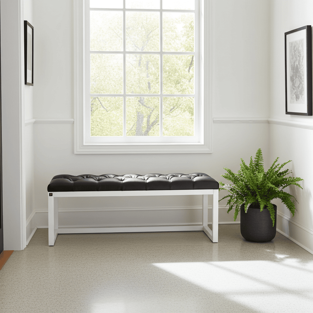 Wooden-Framed Bench 140x40cm Cognac Eco-Leather