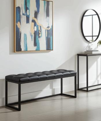 Black Loft Bench 140x40cm - Industrial Metal Frame