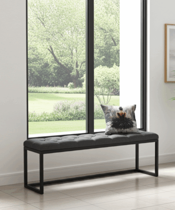 Black Loft Bench 140x40cm - Industrial Metal Frame