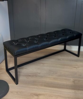 Black Loft Bench 140x40cm - Industrial Metal Frame