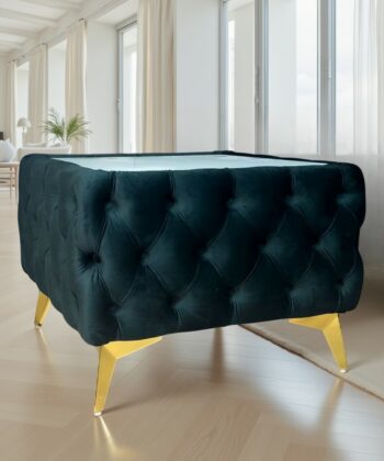 Chester Lux Square Dark Green Coffee Table 63x63x45cm Velvet with Glass