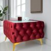 Chester Lux Square Red Coffee Table 63x63x45cm Velvet with Glass