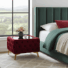 Chester Lux Square Ruby Red Coffee Table 63x63x45cm Velvet with Glass