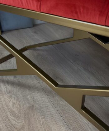 Gold Metal Frame Velvet Bench – 100x40x50cm Red