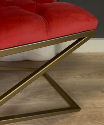 Gold Metal Frame Velvet Bench – 100x40x50cm Red