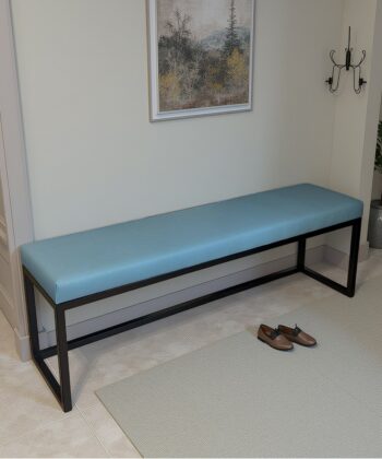 Industrial Bench Solid Bench 160 – Blue Eco-Leather Metal Bench