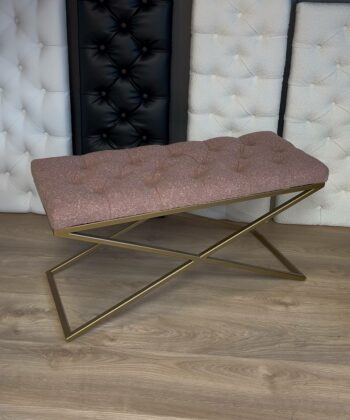 Metal-Framed Bench 100x40cm Gold Frame / Boucle