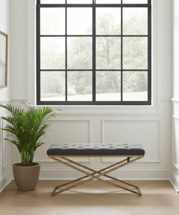 Metal-Framed Bench 100x40cm Gold Frame / Boucle