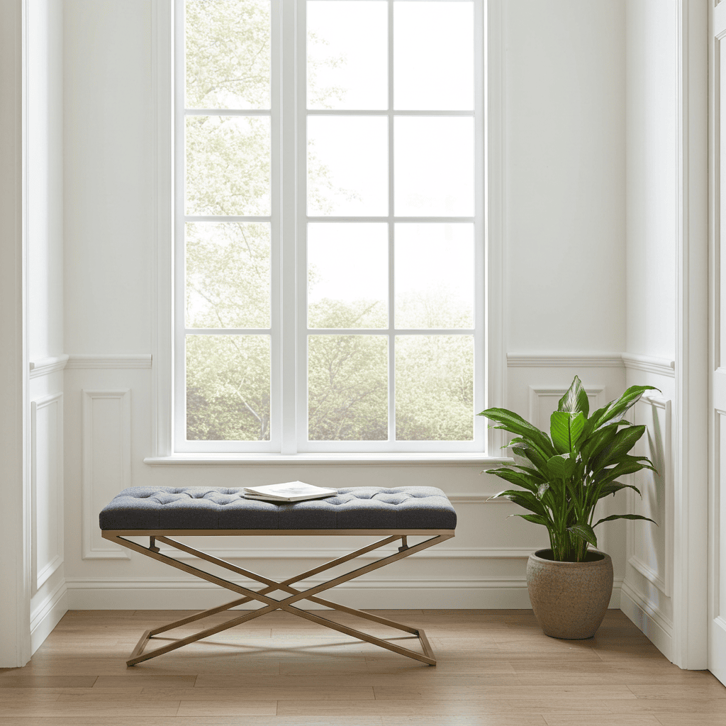 Metal-Framed Bench 100x40cm Gold Frame / Boucle