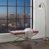 Metal-Framed Bench 100x40cm Gold Frame / Pink Boucle