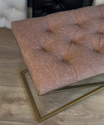 Metal-Framed Bench 100x40cm Gold Frame / Pink Boucle