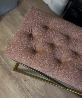 Metal-Framed Bench 100x40cm Gold Frame / Pink Boucle