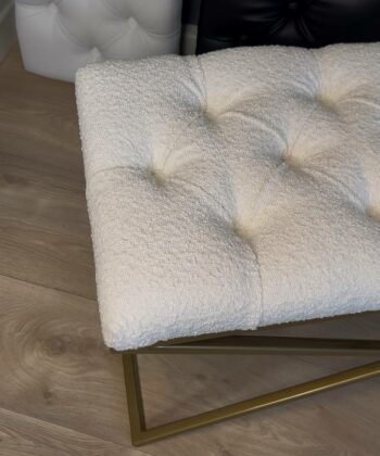 Metal-Framed Bench 100x40cm Gold Frame / Pink Boucle