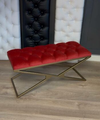 Metal-Framed Bench 100x40cm Gold Frame / Velour
