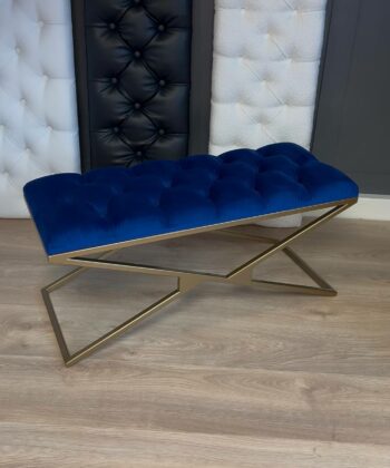 Metal-Framed Bench 100x40cm Gold Frame / Velour