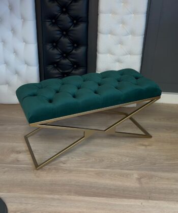 Metal-Framed Bench 100x40cm Gold Frame / Velour
