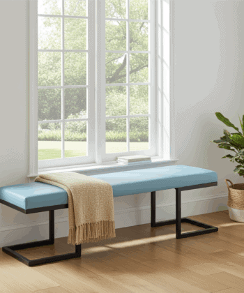 Upholstered Bench 140x40cm Eco Leather Metal Frame