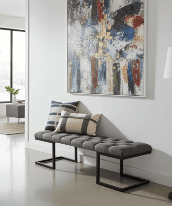 Upholstered Bench 140x40cm Eco Leather &ndash; Grey Eco Leather