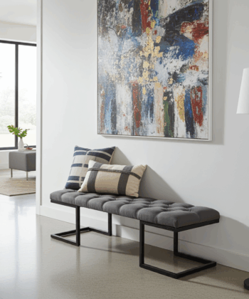 Upholstered Bench 140x40cm Eco Leather – Grey Eco Leather