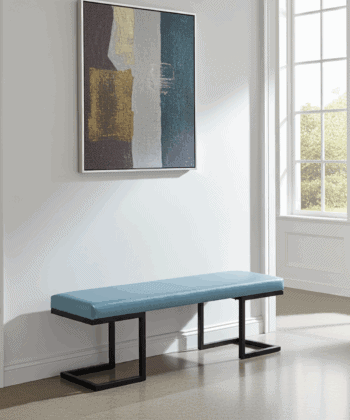 Upholstered Bench 140x40cm Eco Leather Metal Frame