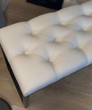 White Tufted Loft Bench 140x40cm - Industrial Design