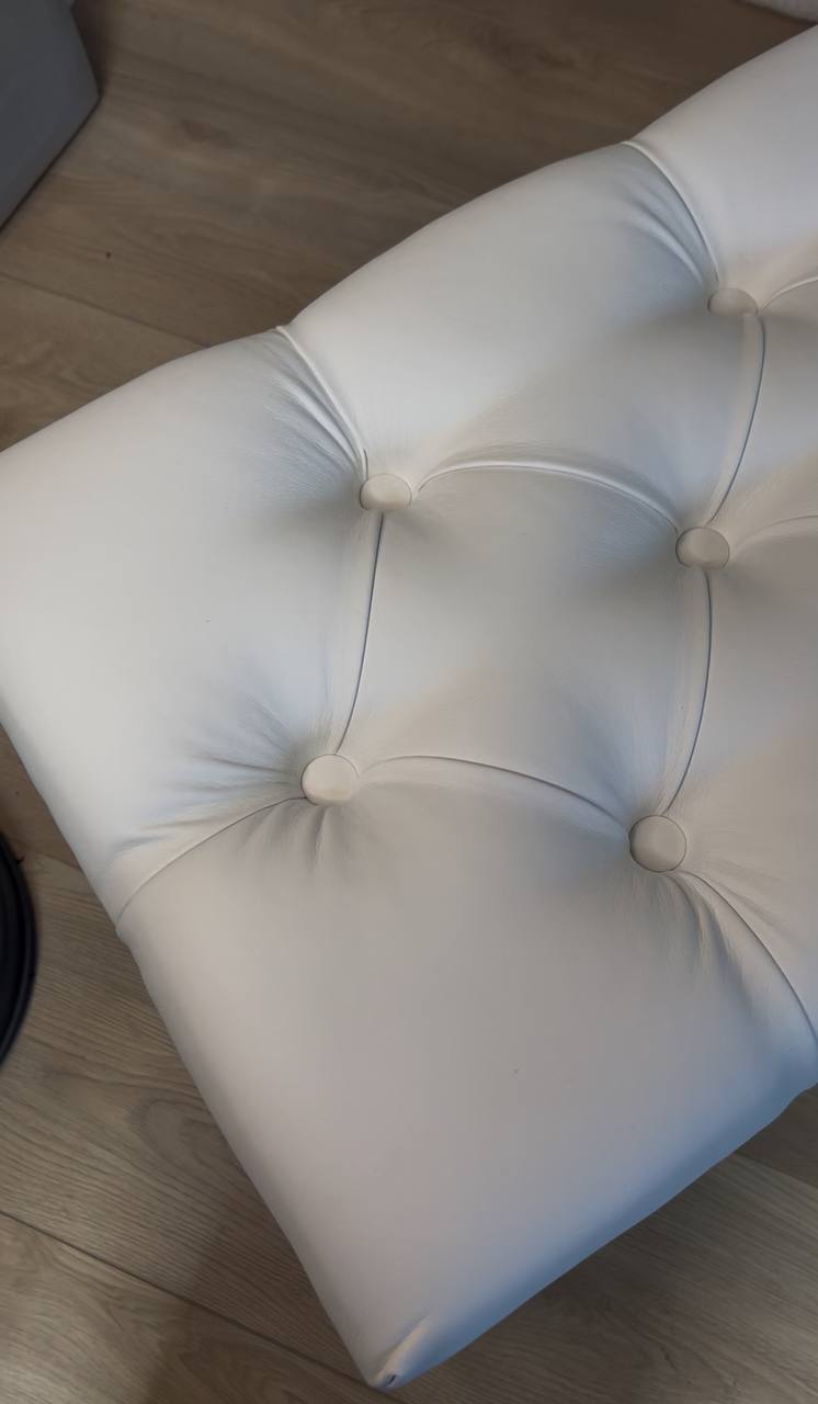 White Tufted Loft Bench 140x40cm - Industrial Design