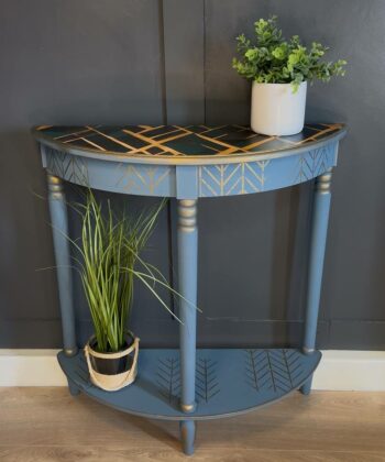 Geometric Half-Moon Console Table with Storage Shelf
