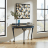 Regal Blue Console Table Hand-Painted Canvas Top, Gold Accents