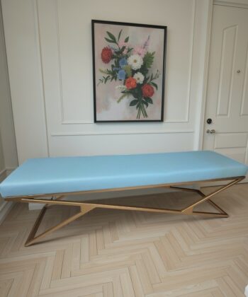 Metal-Framed Bench 160x40cm Gold Frame / Eco Leather