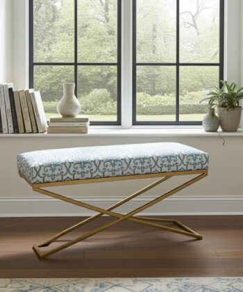 Metal-Framed Bench in Antique Gold Finish – 100x40cm