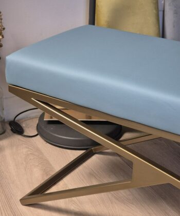 Luxury Eco Leather Bench – Gold Powder-Coated Metal, Heavy Duty