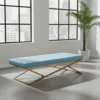 Luxury Eco Leather Bench – Gold Powder-Coated Metal, Heavy Duty