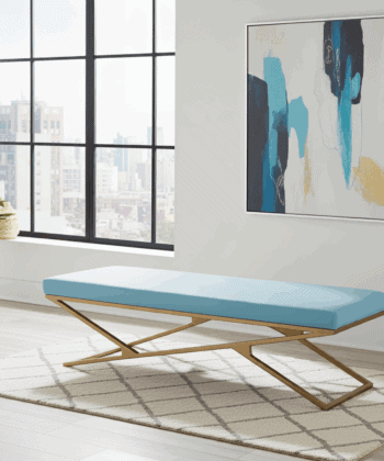 Luxury Eco Leather Bench – Gold Powder-Coated Metal, Heavy Duty