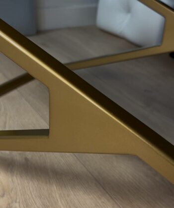 Metal-Framed Bench 140x40cm Gold Frame / Eco Leather