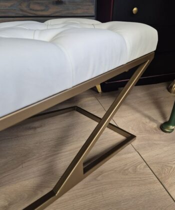 Metal-Framed Bench 140x40cm Gold Frame / Eco Leather