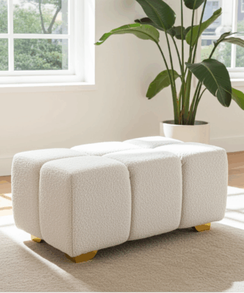 Bubble Pouffe Ottoman – Soft Boucle Upholstery 90x55x50 cm