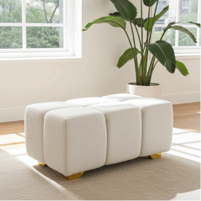 Bubble Pouffe Ottoman – Soft Boucle Upholstery 90x55x50 cm