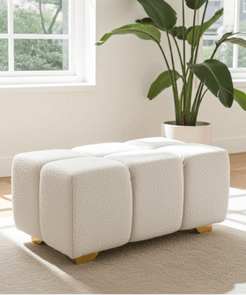 Bubble Pouffe Ottoman – Soft Boucle Upholstery 90x55x50 cm
