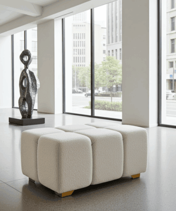 Bubble Pouffe Ottoman &ndash; Soft Boucle Upholstery 90x55x50 cm