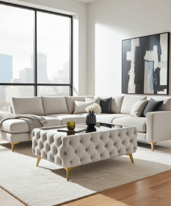 Chester Lux Coffee Table Light Grey Rectangle 123x63x45cm with Glass